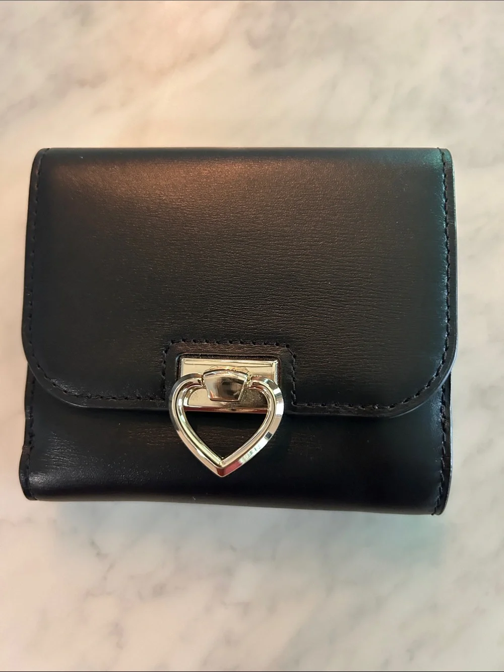 kate spade Black Leather Trifold Wallet with Gold Logo